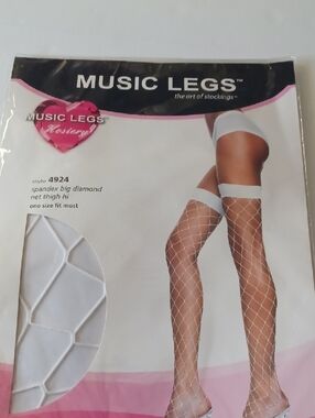 Music Leg Thigh High white New One Size Fit Most Big Diamond Style